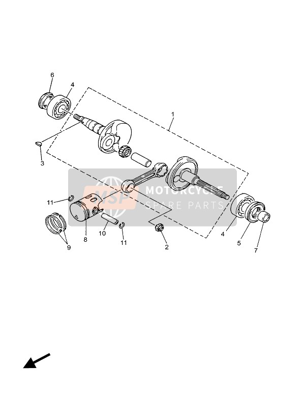 Yamaha CS50M JOG-R 2004 Vilebrequin & Piston pour un 2004 Yamaha CS50M JOG-R